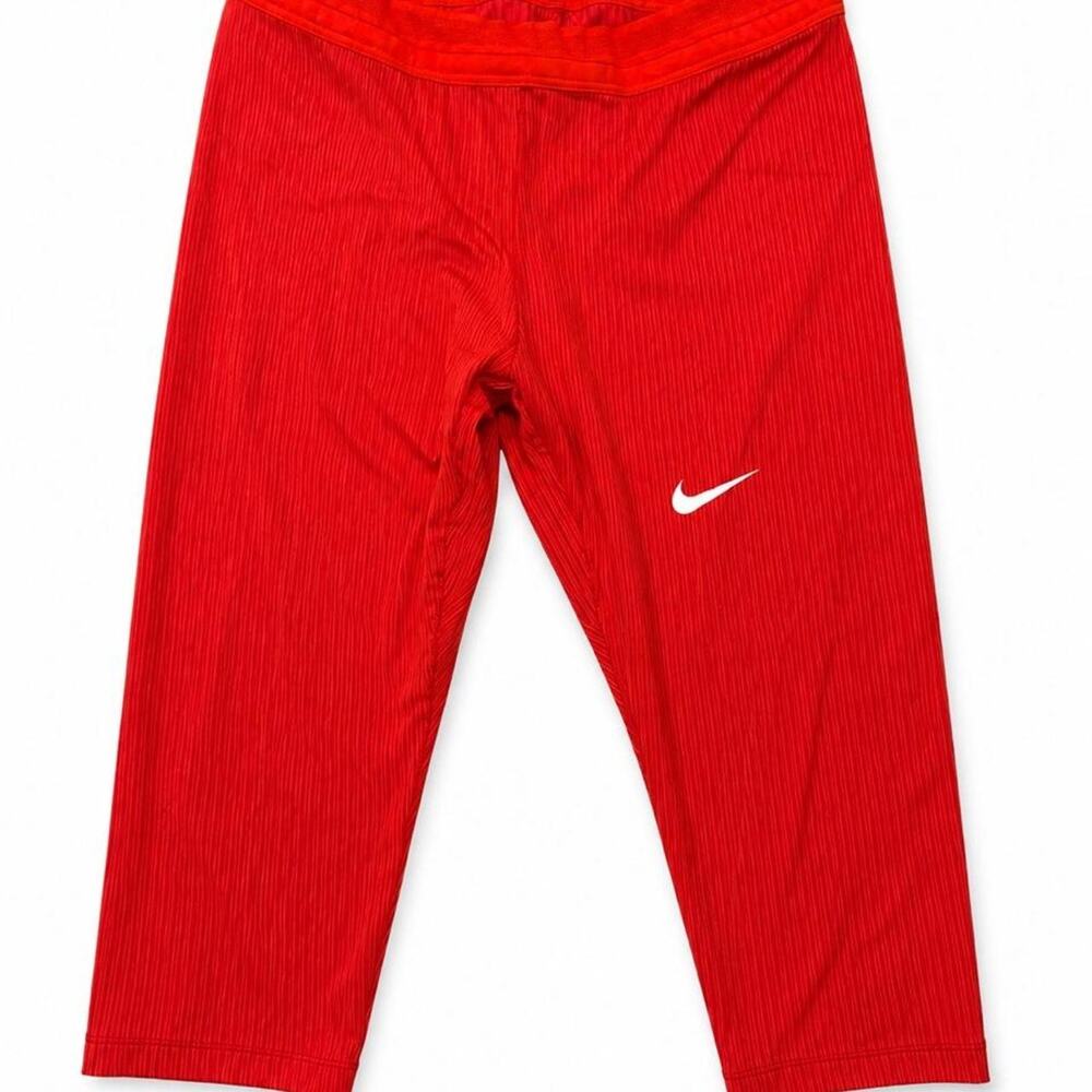 NIKE Pro Elite 3/4 capri red ribbed tights/ pants/ leggings women size XXL